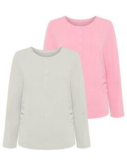 Neun Monate Umstandsshirt 2er Pack Stillshirts mit praktischem Ausschnitt (2-tlg) 2er Pack Umstands-Shirt für Schwangerschaft und Stillzeit