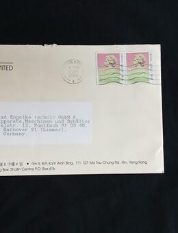 Brief aus Hong Kong mit gestempelter Briefmarken - Kiel Neumühlen-Dietrichsdorf
