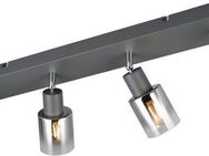 Reality Leuchten Deckenstrahler CADIZ, Spot 4-flammig, exkl 4xE14 max 10W, Glas anthrazit, verspiegelt, Leuchtmittel wechselbar, warmweiß - kaltweiß, verstellbarer Deckenspot E14 Fassung, mit Glasschirm smoke Farbverlauf
