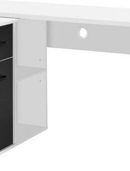 Places of Style Eckschreibtisch Moid, Computertisch, Kabeldurchlass, mit Regalfächern, Schublade und Tür, flexibles Regalelement, 140x82-115 cm