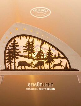 Weigla LED Lichterbogen Rotwild, Holz Schwibbogen, Dekoleuchte, Herbstdeko, Made in Germany (1-tlg), Erzgebirge garantiert, Weihnachtsdeko Innen, Weihnachtsbeleuchtung