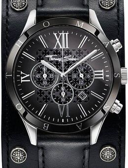 THOMAS SABO Chronograph REBEL ICON WA0140-218-203-43 MM, (Set, 2-tlg., mit abnehmbarem breiten Lederarmband), Armbanduhr, Herrenuhr, Tag, analog, Stoppfunktion, Lederarmband