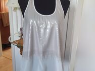 Neu elegant Shirt Bluse Top weiß Pailletten creme Glitzer M 38 - Haan