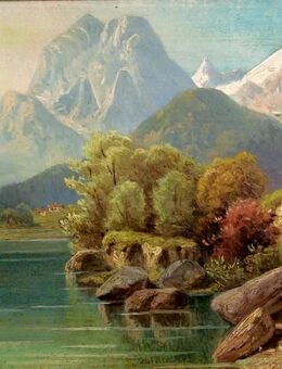 Gerahmtes und signiertes Ölgemälde auf Holz bez. "Hintersee" - Berlin Steglitz-Zehlendorf