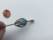 Damen Schmuck Brosche Antik Vergoldet mit Türkis Jugendstil - Fulda