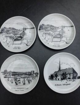 4 Untersetzer zus. 3,-: Kiel, Oslo-Kai, Schilksee- Olympia-Center/Uhlenhorst Porzellan +Tellingstedt/St. Martin/Geestsparkasse, Souvenirs, Andenken - Flensburg