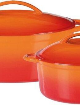 GSW Topf-Set Orange Shadow, Gusseisen (Set, 4-tlg., 1x Kochtopf Ø 24 cm, 1 x Bräter 32x25 cm, je mit Deckel), Induktion