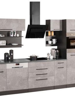 KOCHSTATION Küchenzeile KS-Tulsa, ohne E-Geräte, Breite 320 cm, schwarze Metallgriffe, MDF Fronten
