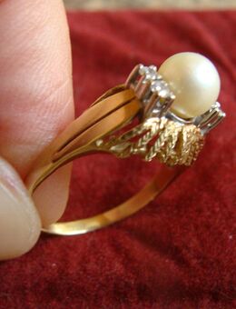 wunderschöner Goldring mit Perle und 4 kleinen Brillanten - Berlin Spandau