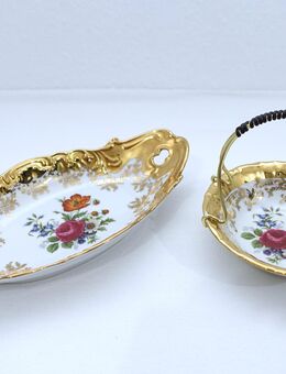 2 Schalen mit Goldrand, Porzellan, Blumenmuster - Dresden