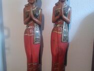 2x Thailand Thai buddhistische Gebet Mädchen Holz Statue 1m - Bad Boll