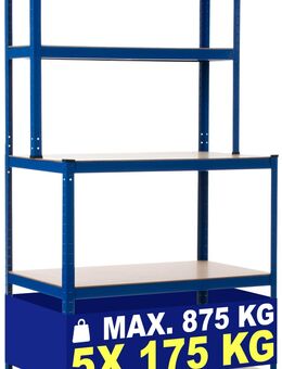 Steckregal mit Werkbank Blau – 180x100x60 cm, stabil & flexibel - Göppingen