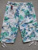 Adrexx Bermuda Cargo Shorts Flowers Blumen weiß grün blau Größe S in 61194