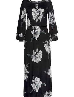 LASCANA Maxikleid mit Blumenprint und Schulter-Cut-Outs, Sommerkleid mit Schlitz