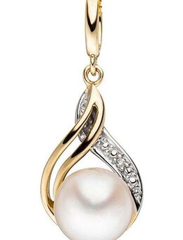 JOBO Perlenanhänger Anhänger mit Perle, 585 Gold mit Diamant und Süßwasser-Zuchtperle