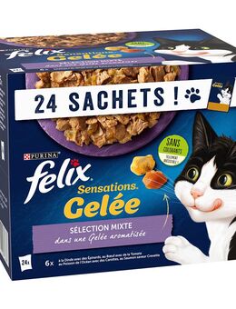 38 + 10 gratis! 48 x 85 g Felix Nassfutter - "Sensations" Gemischte Vielfalt in Gelee