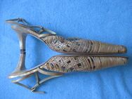 NEU im Karton * Flecht * Häckel- Optik * Echt Leder * High Heels * Slingbacks * Sling- Pumps * Schuhe "LODI" Made in Spain * Gr. 38/ 5 * gold * kupfer * - Riedlingen