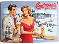 Budweiser - Blechschild - Paar am Flughafen - Doberschütz