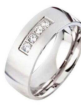 Damenring Edelstahl DE144 mit Zirkonias - Aholming