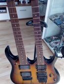 Rarität Doppel Neck E-Gitarre von Palmer 6 und 7 Seitige mit Ständer in 88212