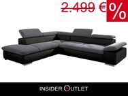 Ecksofa ★ 272x226cm Grau Schwarz Luxus-Microfaser Nubuck - Köln