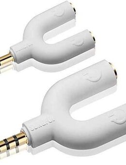 Audioadapter 2er Set - 3,5mm Klinkenstecker dual - 2poliger & 4poliger Eingang, zweifacher Ausgang 3,5mm Klinkenbuchse  - Mikrofon & Kopfhörer - zwei Kopfhörer - Mobiltelefon - MP3 Player - Tablet - Fürth