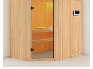 Karibu Sauna Swantje, BxTxH: 151 x 196 x 198 cm, 68 mm, (Set) 3,6-kW-Plug & Play Ofen mit externer Steuerung