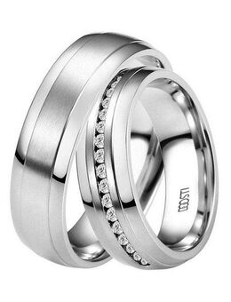 DOOSTI Trauring Schmuck Geschenk Edelstahl Trauring Ehering Partnerring LIEBE, Made in Germany - wahlweise mit oder ohne Zirkonia