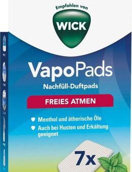WICK Inhalations-Zusatz VapoPads Menthol - VH7 Packung, 7-tlg., Passen zu unseren Luftbefeuchtern, Inhalatoren & Diffusoren, 7er-Pack