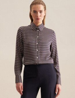 seidensticker Hemdbluse Schwarze Rose Langarm Kragen Druck