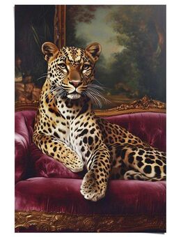 Reinders! Poster Sofa Panther, Wohnzimmer - Mehrfarbig - 150 gr. Papier - Tiere - 61x91,5 cm