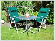 4 HOCHLEHNER-Auflagen "Sun Garden", grün, gebraucht. - Krummhörn