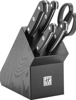 Zwilling Messerblock Gourmet (6tlg), Messerblock mit 4 Messern + 1 Schere, Buche, Sonderschmelze, Schwarz
