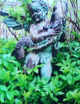 Engel, Amor mit Fisch, Wasserspeier aus Bronzelegierung, Vintage - Barth