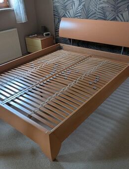 Doppelbett, Ehebett, Marke Hülsta, Holzbett 160x200, Buche incl. Lattenroste - Zwönitz