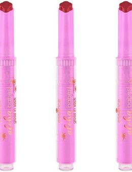 Essence Lippenstift aloha, babes! gloss in stick, 3-tlg., Pflegende Formel, leichte Deckkraft, mit Kokosnussduft.