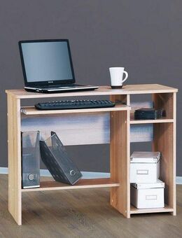 VOGL Möbelfabrik Schreibtisch Sam, mit Tastaturauszug & Towerfach, geschwungene Tischplatte, Breite 91 cm