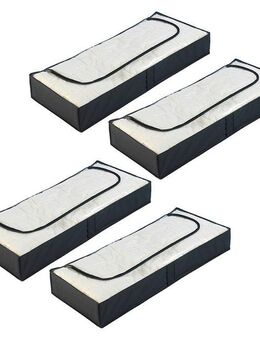 WENKO Unterbettkommode Modell Deep Black (Set, 4 St), Aufbewahrungstasche mit großem Sichtfenster & 3-Seiten-Reißverschluss