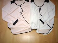 2tlg Set Chiffon Langarm T-Shirt Bluse Tunika Tops Weiß Puder Leicht Rosé Gr.S - Villingen-Schwenningen