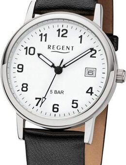 Regent Quarzuhr F791 - 15954019, Armbanduhr, Damenuhr, Datum, Leuchtzeiger, Lederarmband