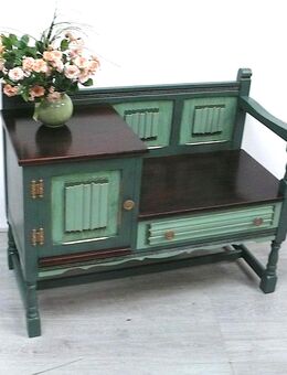 Alte Telefonbank Antik Stil Nußbaum dunkel + Salbei Grün UNIKAT - Sinzig