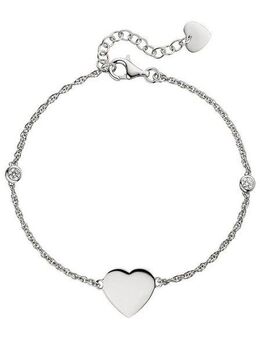 JOBO Silberarmband Herz, 925 Silber mit 2 Zirkonia 22 cm