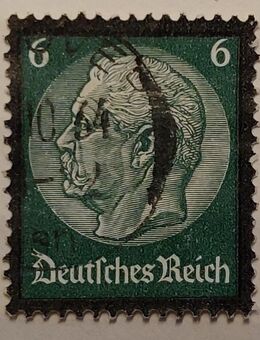 Briefmarke Deutsches Reich 1934, Tod von Paul Hindenburg, 6 Pf. - Leverkusen