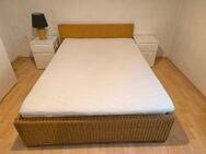 Rattan Futonbett mit Lattenrost, Matratze und Topper zu verkaufen - Lauterbach (Hessen)