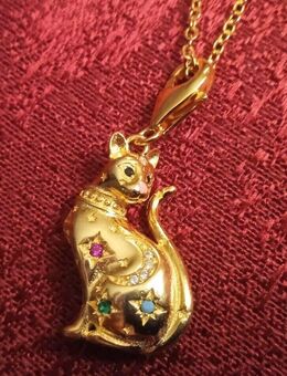 Kette Katze 925 Silber vergoldet mit Zirkonia - Thaleischweiler-Fröschen