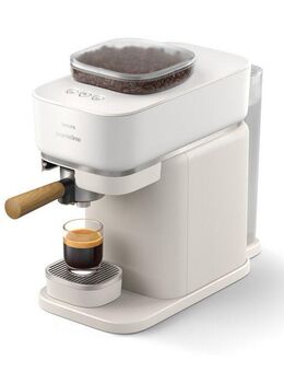 PHILIPS baristina Espressomaschine BAR302/20 mit Mahlwerk für ganze Bohnen, 16 bar Pumpendruck, Naturweiß/Eschenholz