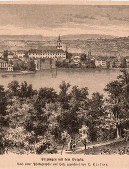Grafik : Bad Salzungen mit dem Burgsee . , Thüringen , H. Heubner , Blatt 21cm x 15,5 cm , M7 - Görlitz