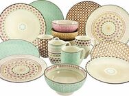 CreaTable Kombiservice Geschirr-Set Mandala (16-tlg), 4 Personen, Steinzeug, Service, 4 Designs, 16 Teile, für 4 Personen