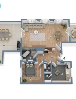 Gemütliche 2-Zimmer-Wohnung mit Terrasse, Balkon und großzügigem Wohnbereich - Wiesbaden