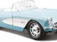 Maisto® Sammlerauto Chevrolet Corvette '57, 1:24, türkis, Maßstab 1:24, aus Metallspritzguss